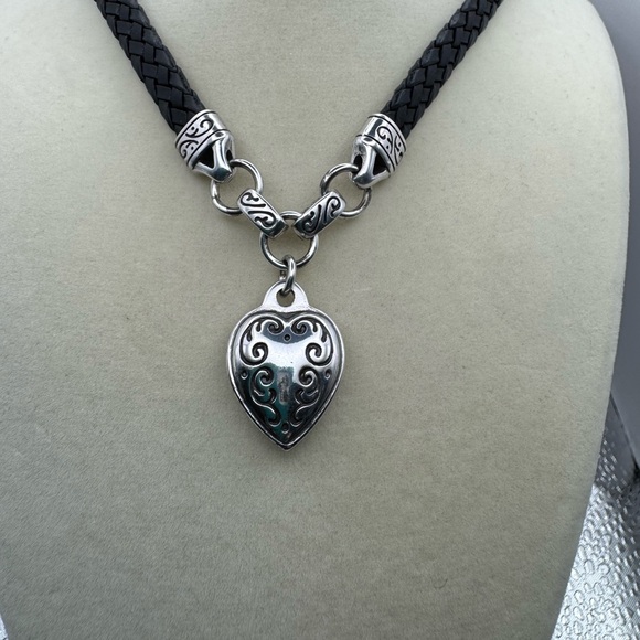 Brighton King's Road Black Leather Heart Pendant Necklace - Picture 5 of 7